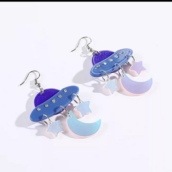 Earrings Celestial Spaceship Space craft UFO - Picture 2 of 4